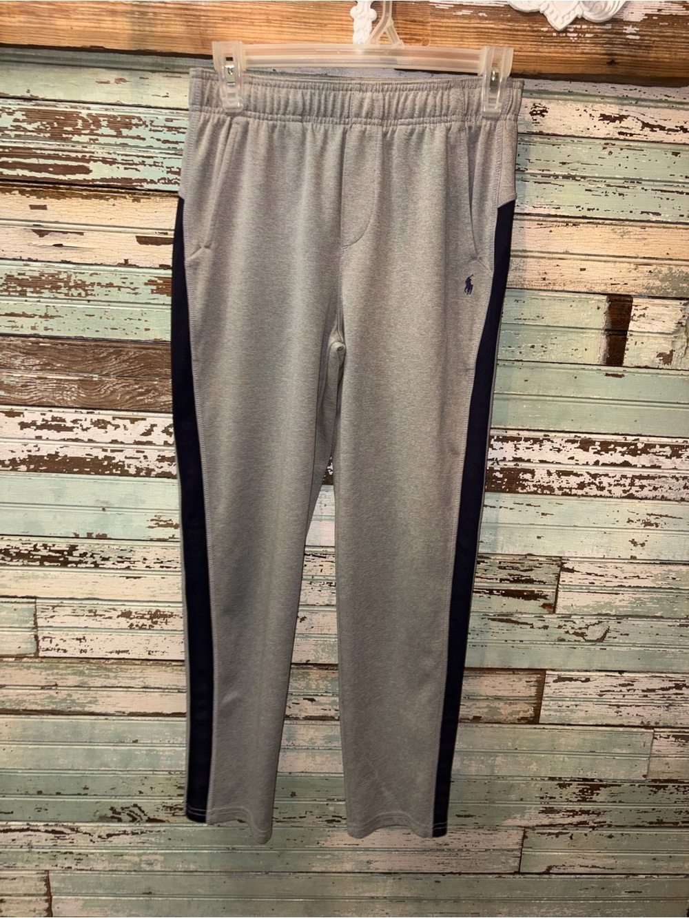 Polo by Ralph Lauren Gray Sweatpants with Navy Side Stripes